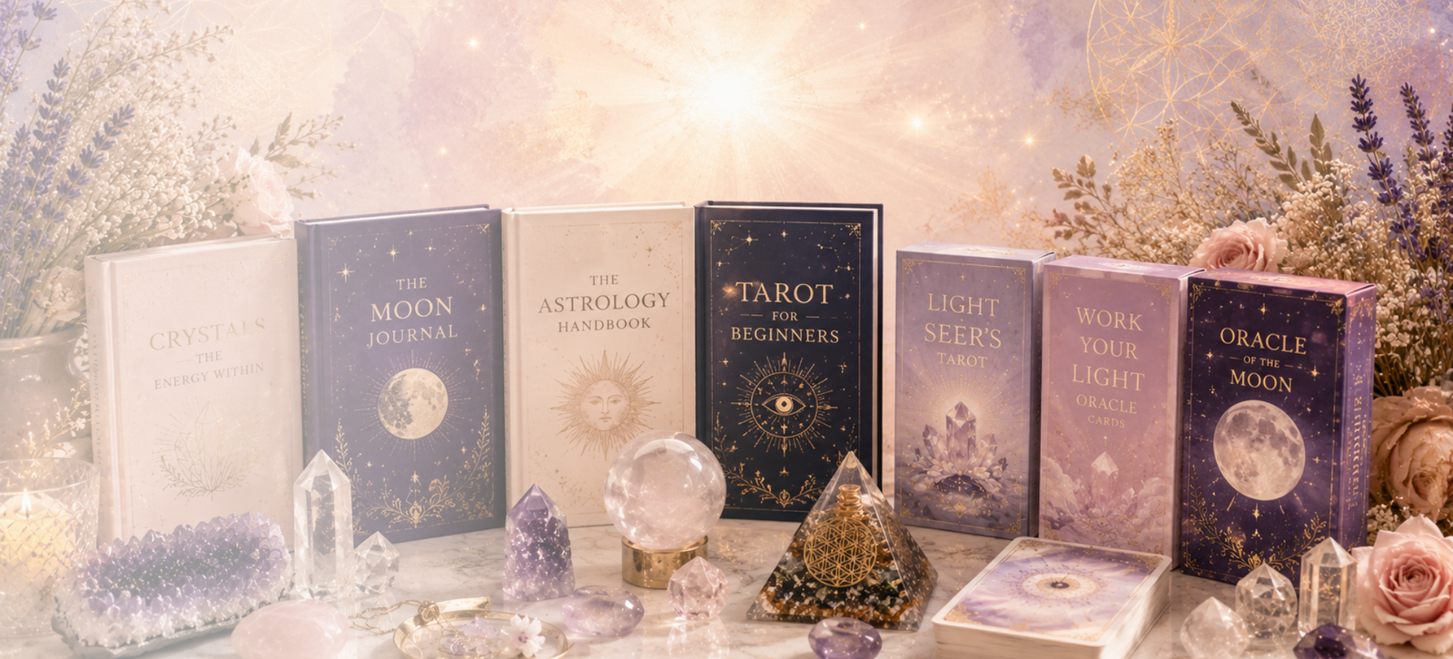 Spiritual books — a stack of beloved volumes beside a candle