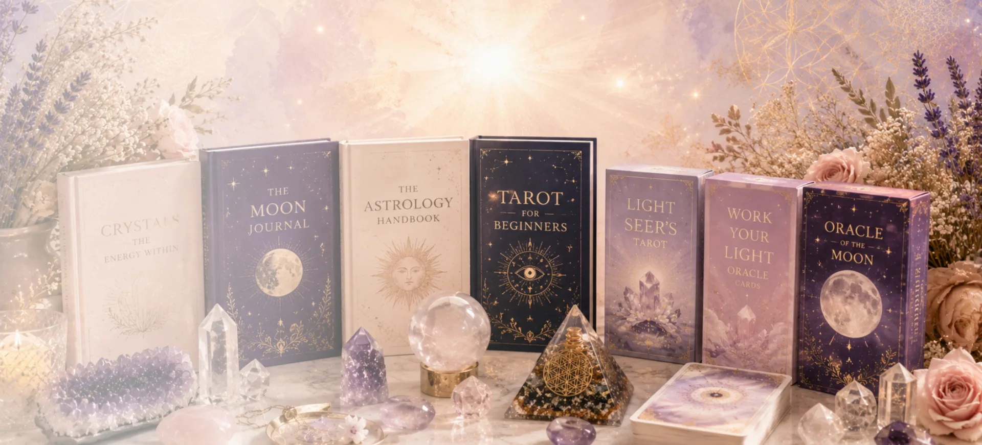 Spiritual books — a stack of beloved volumes beside a candle