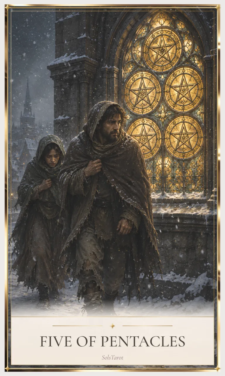 Five of Pentacles tarot card