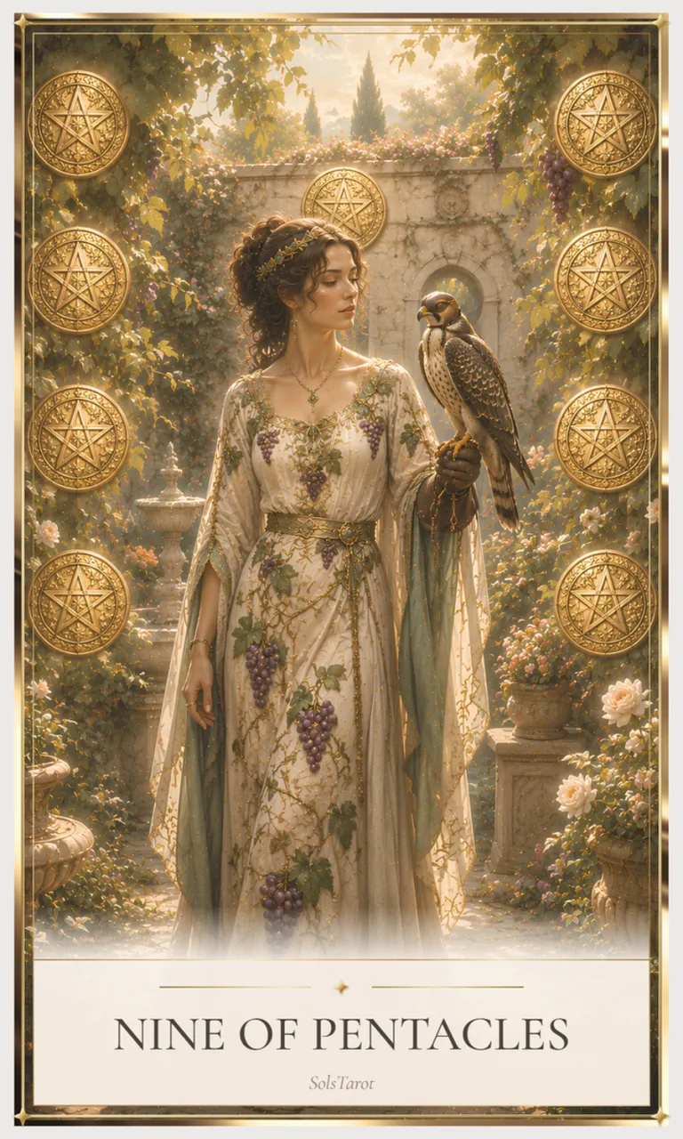 Nine of Pentacles tarot card