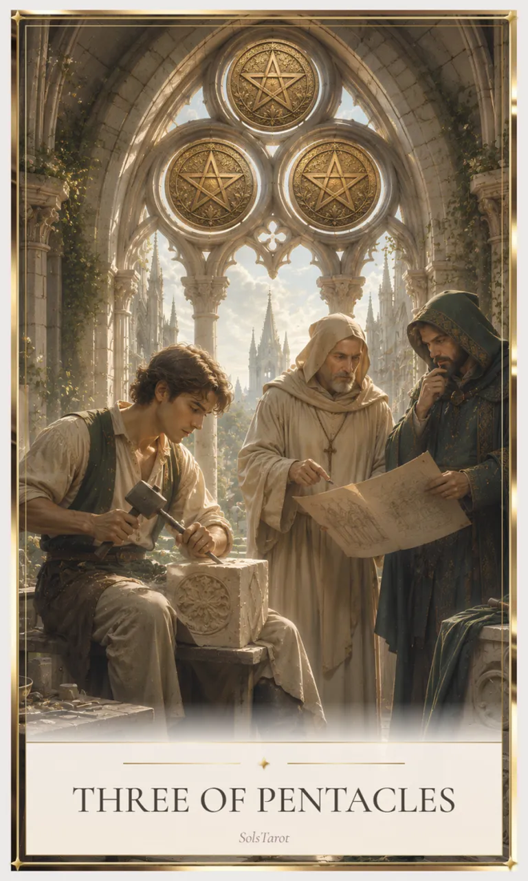 Three of Pentacles tarot card