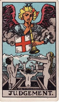 Judgement in the classic 1909 Rider-Waite tarot deck