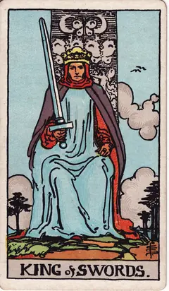 King of Swords in the classic 1909 Rider-Waite tarot deck