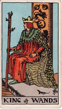 King of Wands in the classic 1909 Rider-Waite tarot deck