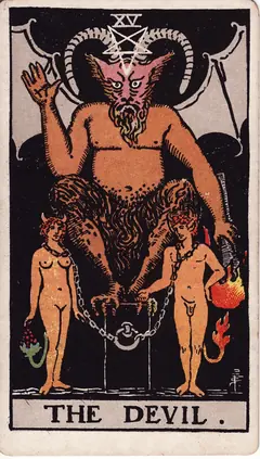 The Devil in the classic 1909 Rider-Waite tarot deck