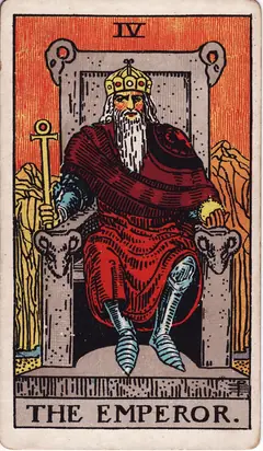 The Emperor in the classic 1909 Rider-Waite tarot deck