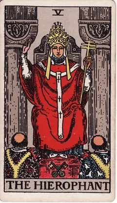 The Hierophant in the classic 1909 Rider-Waite tarot deck