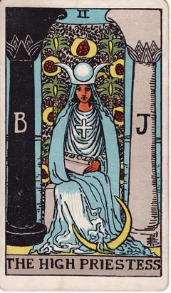 The High Priestess in the classic 1909 Rider-Waite tarot deck