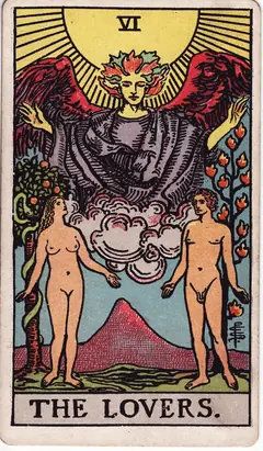 The Lovers in the classic 1909 Rider-Waite tarot deck