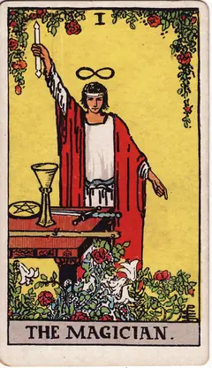 The Magician in the classic 1909 Rider-Waite tarot deck