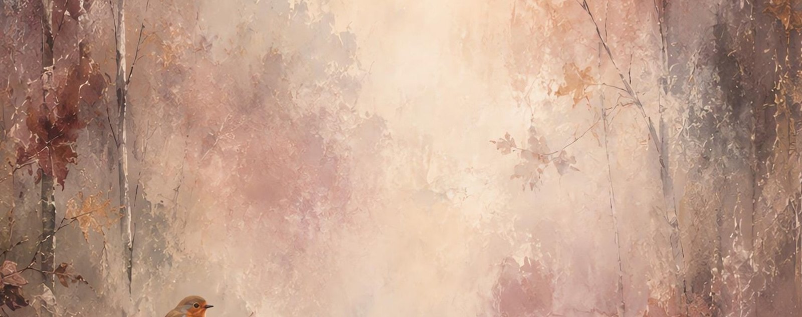 Misty forest in blush light — printable wall art by MuralBloom